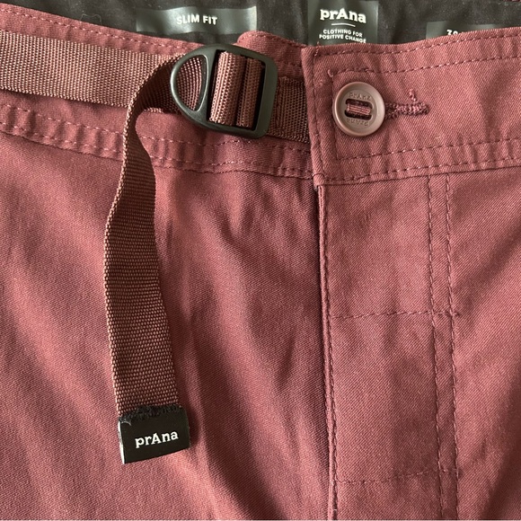 Prana Stretch Zion II Maroon Cacao Slim Fit Convertible Pants - Picture 7 of 14